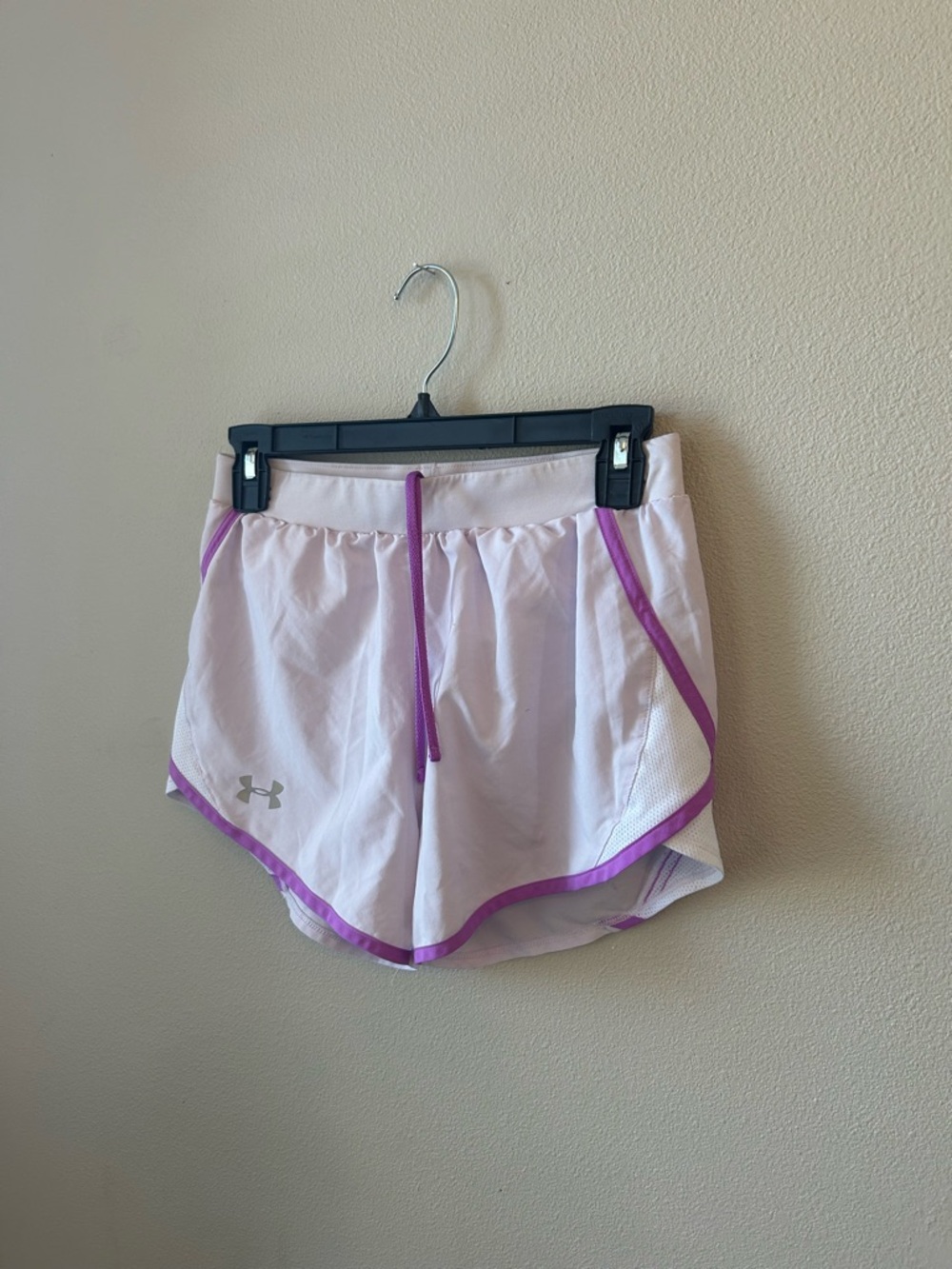Under Armour White Athletic Shorts with Purple Trim - Picture 2 of 9